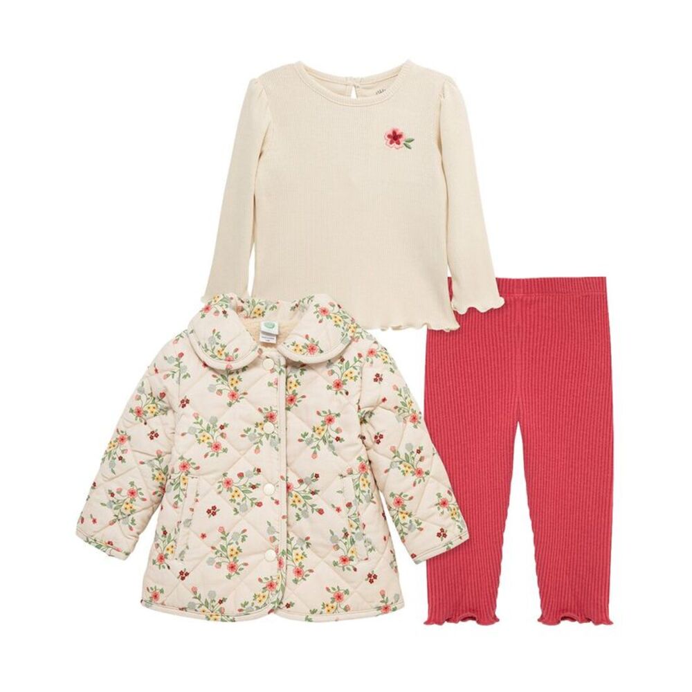 Little Me Girls 3Pc Floral Cord Jacket Set